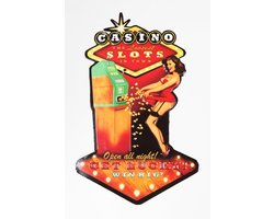 Signs-USA Casino Slots - Las Vegas gokkast - retro wandbord - 25 x 40,5 cm