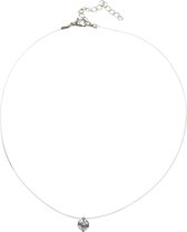 Zilverkleurige ketting met hanger - Zirkonia steen - 45cm incl. Sieradenzakje