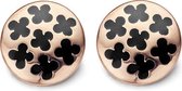 Silventi 981100025 Stalen oorstekers - emaille bloem 13 mm - rosékleurig / zwart