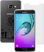 MP Case glasfolie tempered screen protector gehard glas voor Samsung Galaxy A5 2016 + Gratis Love design TPU case hoesje voor Samsung Galaxy A5 2016