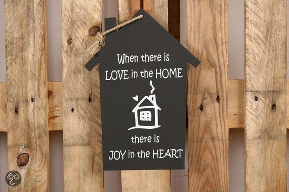 Homedecoration Wand- of plafonddecoratie 982005042013 When there is love. Huisjes Black 21x29cm