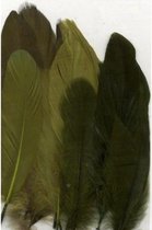 Groene Veren Mix - 12,5 - 17,5 cm hoog - 3 ZAKJES a 15 stuks