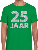 25 jaar zilver glitter verjaardag/jubilieum shirt groen heren XL