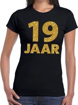 19 jaar goud glitter verjaardag kado shirt zwart  voor dames XL