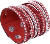 Fako Bijoux® - Bracelet - Large - Strass - Rouge