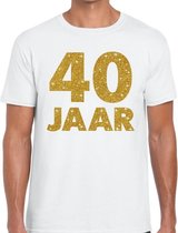 40 jaar goud glitter verjaardag/jubileum kado shirt wit heren 2XL