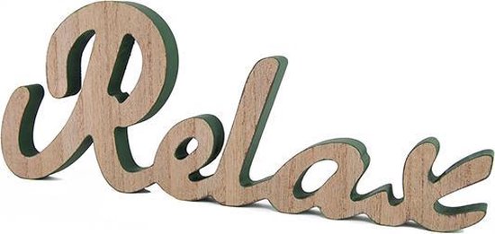 drempel wandelen Leuk vinden Decoratie tekst woord 'Relax' hout, zijkant groen | bol.com