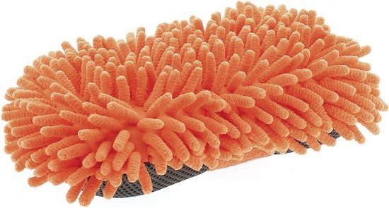 Monsieur. Kleen Sponge 2-en-1 Microfibre / Maille 12 X 23 X 6 Cm Orange / Gris