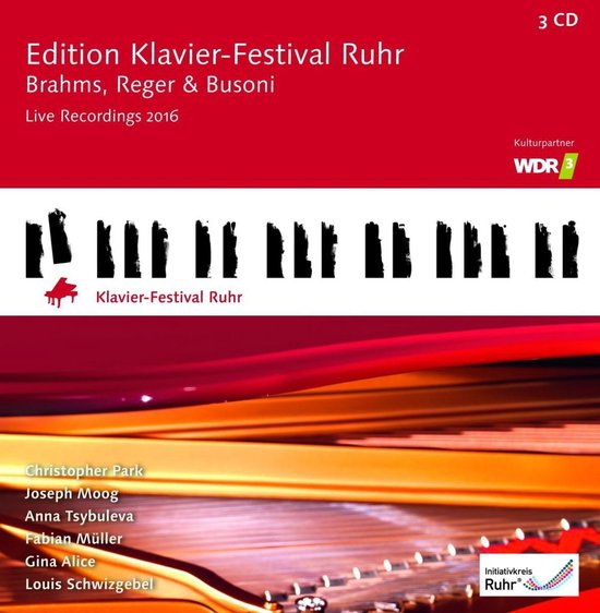 Albumhoes van "Edition Klavier-Festival Ruhr" met een rode en oranje achtergrond en een afbeelding van pianotoetsen.