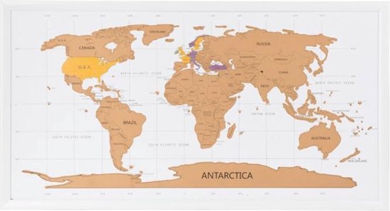 Tussendoortje Negen Soms soms Wereldkaart Kras in Mooie Witte Lijst | World Scratch Map in Frame |  Krasmap Wereld... | bol.com