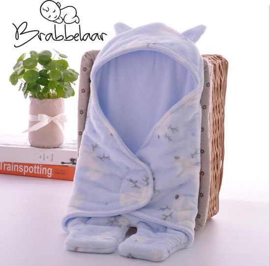 Brabbelaar - Baby Inbakerdoek - inbakerslaapzak - Pasgeboren 0-8 mnd - 78cm - Baby blauw