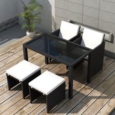 Tuinset poly rattan zwart 11-delig