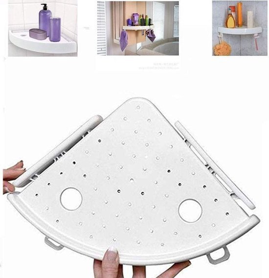 Douche plank - badkamer opbergplank - doucherek hoekplank - zeep houder  muur - niet boren | bol.com