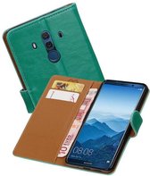 Zakelijke Book Case Telefoonhoesje Geschikt voor de Huawei Mate 10 - Portemonnee Hoesje - Pasjeshouder Wallet Case - Groen