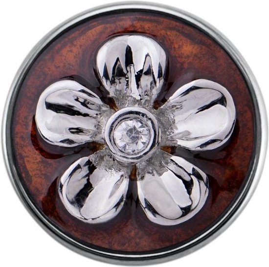 Quiges - Drukknoop 18mm Bloem Bruin - EBCM277