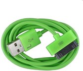 2 stuks - iPhone 4 USB oplaad kabel groen | 1 METER kabeltje voor iPhone 4/4G/4S/3G/3GS/iPod 1/2/3