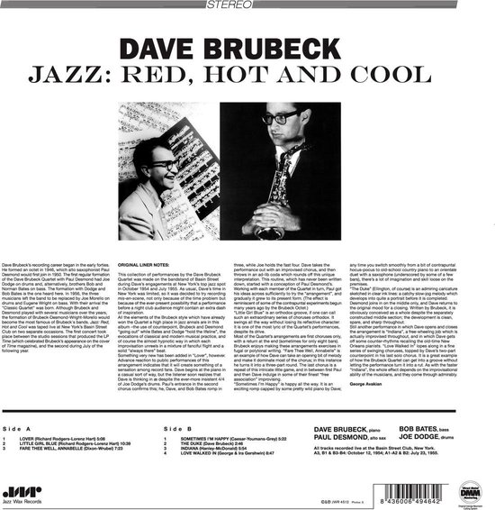 Jazz: Red. Hot And Cool, Dave Brubeck | LP (album) | Muziek | bol.com