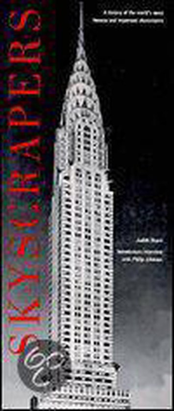 Boek kaft met de tekst 'SKYSCRAPERS' en een foto van het Chrysler Building.