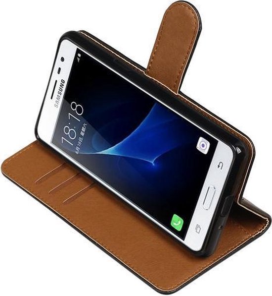 Étui Portefeuille Booktype PU Noir Pull-Up pour Samsung Galaxy J3 Pro