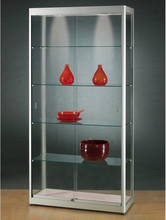 Voortdurende Mening Kruiden Luxe vitrinekast - aluminium - 100 cm - met draaideuren - front | bol.com