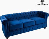 3-persoons Chesterfield bank Fluweel Blauw - Relax Retro Collectie by Craftenwood