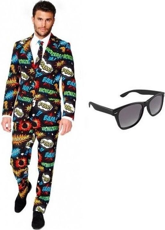 Costume / costume homme avec bande dessinée taille 50 (L) - avec lunettes  de soleil... | bol.com