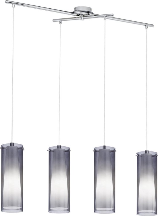 EGLO Pinto Nero - Hanglamp - 4 Lichts - Nikkel-Mat - Zwart-Transparent, Wit  | bol.com