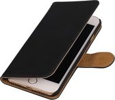 Zwart Effen booktype wallet cover hoesje voor Apple iPhone 7