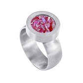 Quiges RVS Schroefsysteem Ring Zilverkleurig Mat 16mm met Verwisselbare Roze Vlokjes Schelp 12mm Mini Munt