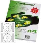 Rillprint Etiketten CD-ROM 2 + CD-hoes etiketjes - type 89125 - 2 op een vel A4 - 100 vel per pak - 200 etiketten - Geschikt voor Kopieermachines, Laser en Inkjet -printers