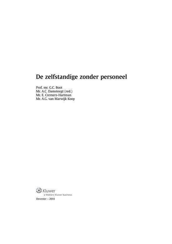 De zelfstandige zonder personeel 9789013124392 G.C. Boot Boeken