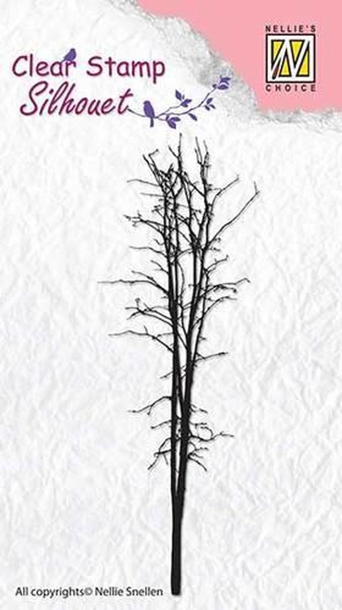 Sil009 Silhouette clearstamp Nellie Snellen tree-3 - stempel boom smal - serie bomen en takken