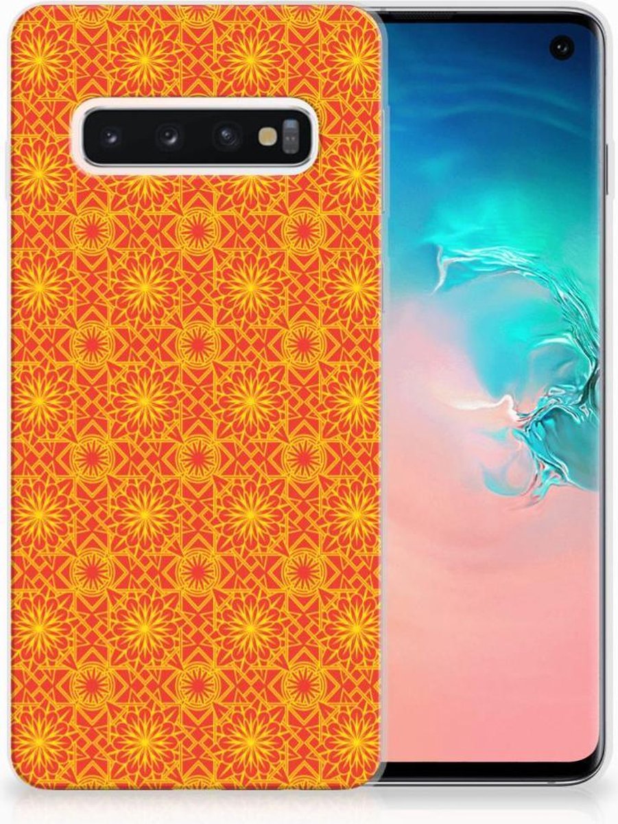 Back Cover voor Samsung Galaxy S10 TPU bumper Batik Oranje