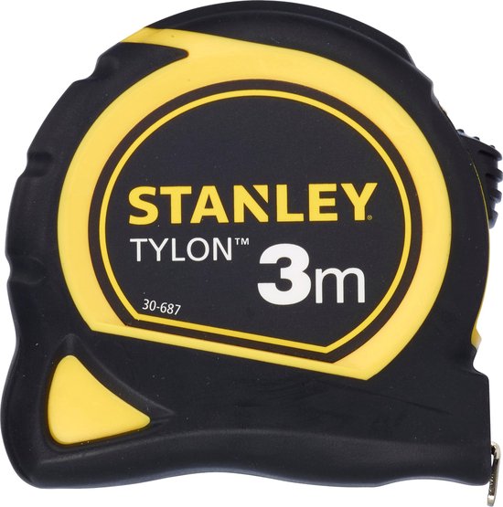 Stanley Tylon 3m rolbandmaat, zwart met gele accenten.