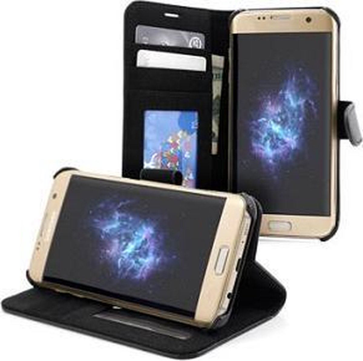 Samsung S7 EDGE Portemonnee Hoesje Case Zwart