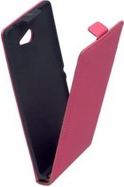 Sony Xperia M2 Aqua Leder Flip Case hoesje Roze