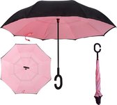 Smartplu - Grand parapluie Storm - Zwart avec rose. Le parapluie tempête réversible innovant et ergonomique - 105cm - 12288-C