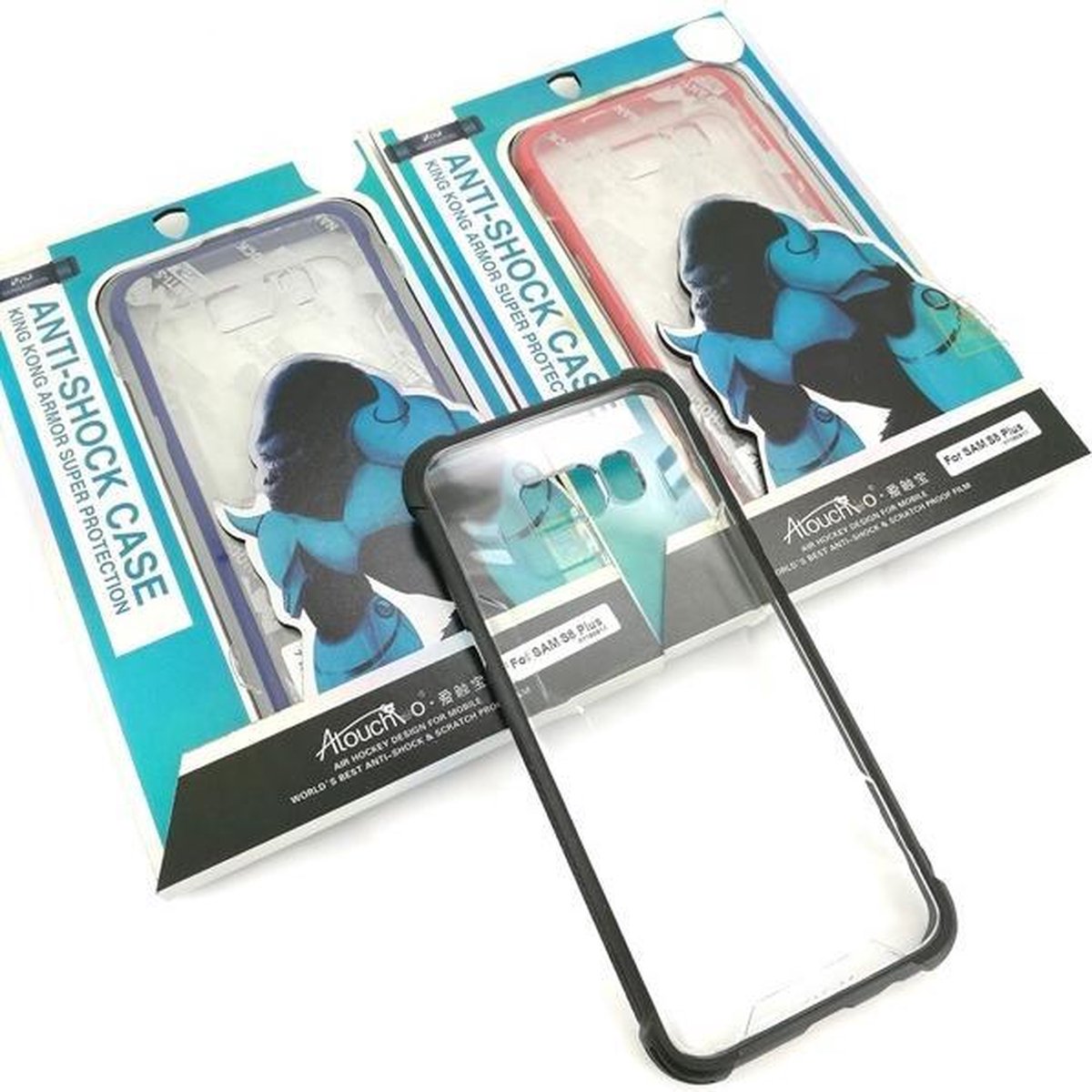 King Kong Anti-Shock - Hard Back Cover voor Samsung Galaxy S8 - Transparant met Blauwe Rand