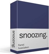Snoozing - Flanel - Hoeslaken - Eenpersoons - 70x200 cm -  Navy