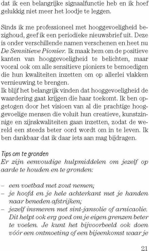 Pagina 21 met tekst over hooggevoeligheid en tips.