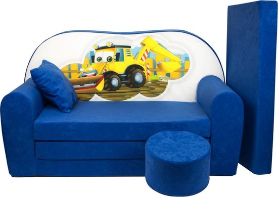 Kinder slaapbank set - logeermatras - sofa - 170 x 100 x 8 - slaapbank - donker blauw - overig