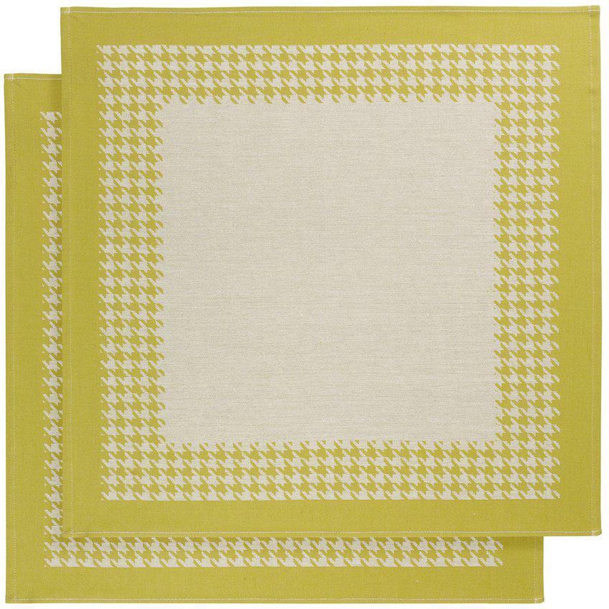 De Witte Lietaer Theedoek Pied de Poule, Geelgroen - 2 stuks - 65 x 65 cm - Katoen