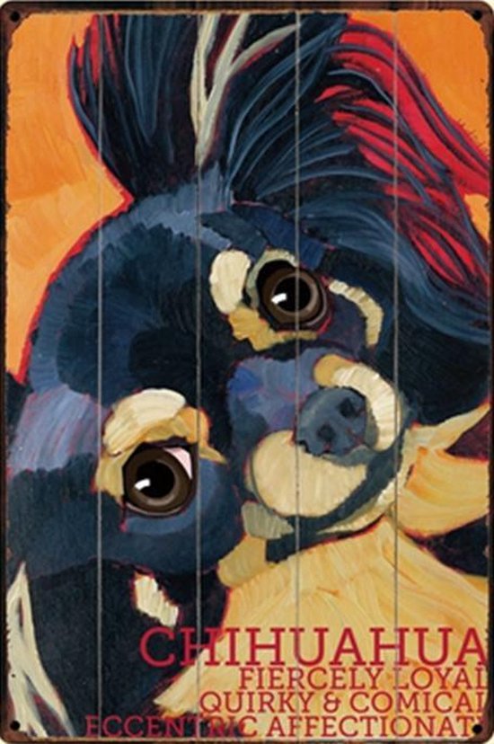 Chihuahua - Hond - Metalen Decoratie Wandbord - Dier