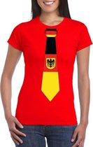 Rood t-shirt met Duitsland vlag stropdas dames M