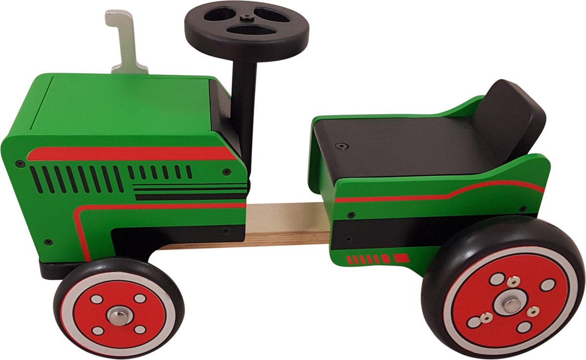 Playwood - Houten loopauto tractor - met opbergvak