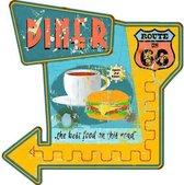 Signs-USA Route 66 Diner - Retro Wandbord - Metaal - 42x42 cm