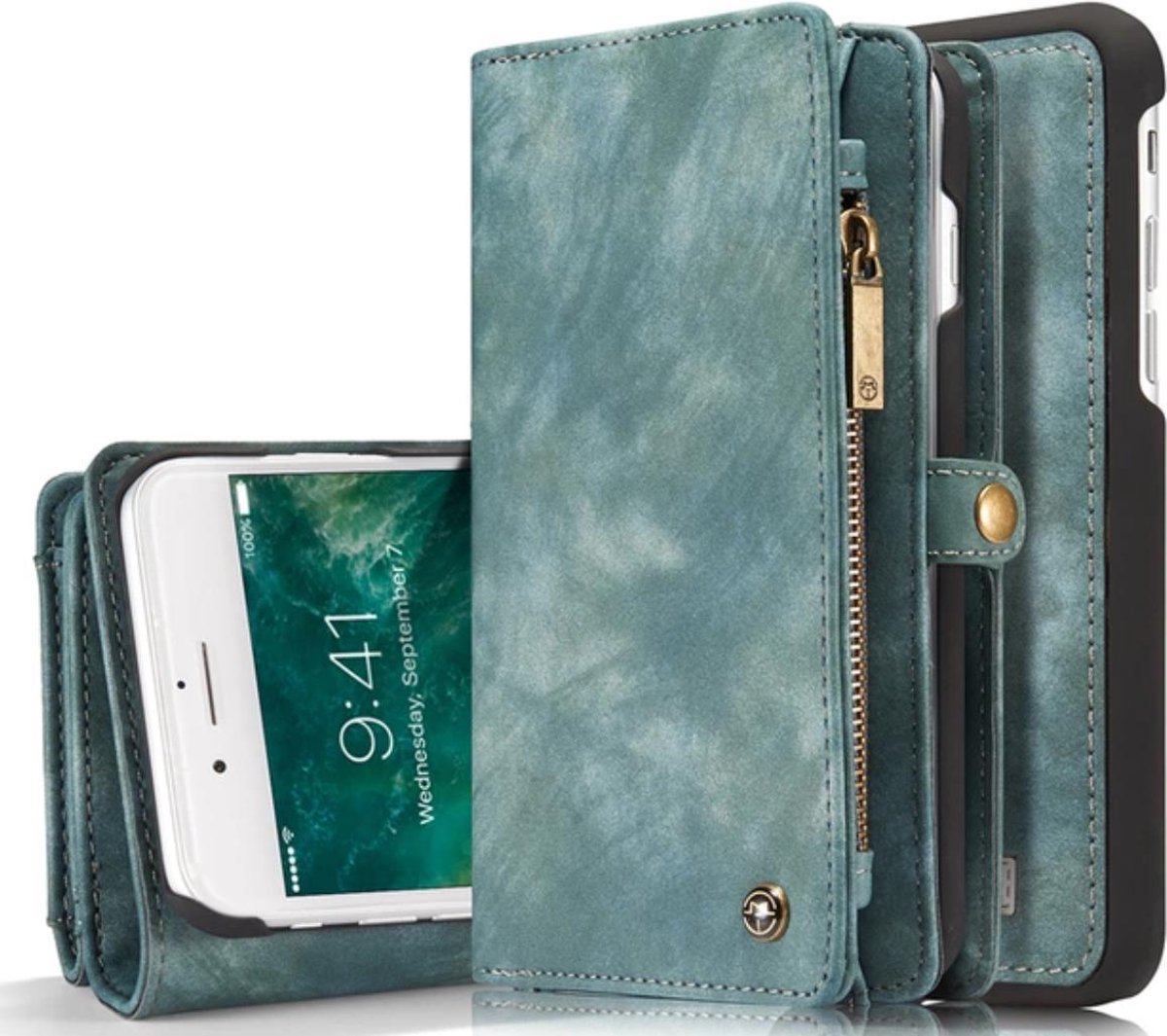 Lederen Wallet case - iPhone X / XS - grijs / blauw