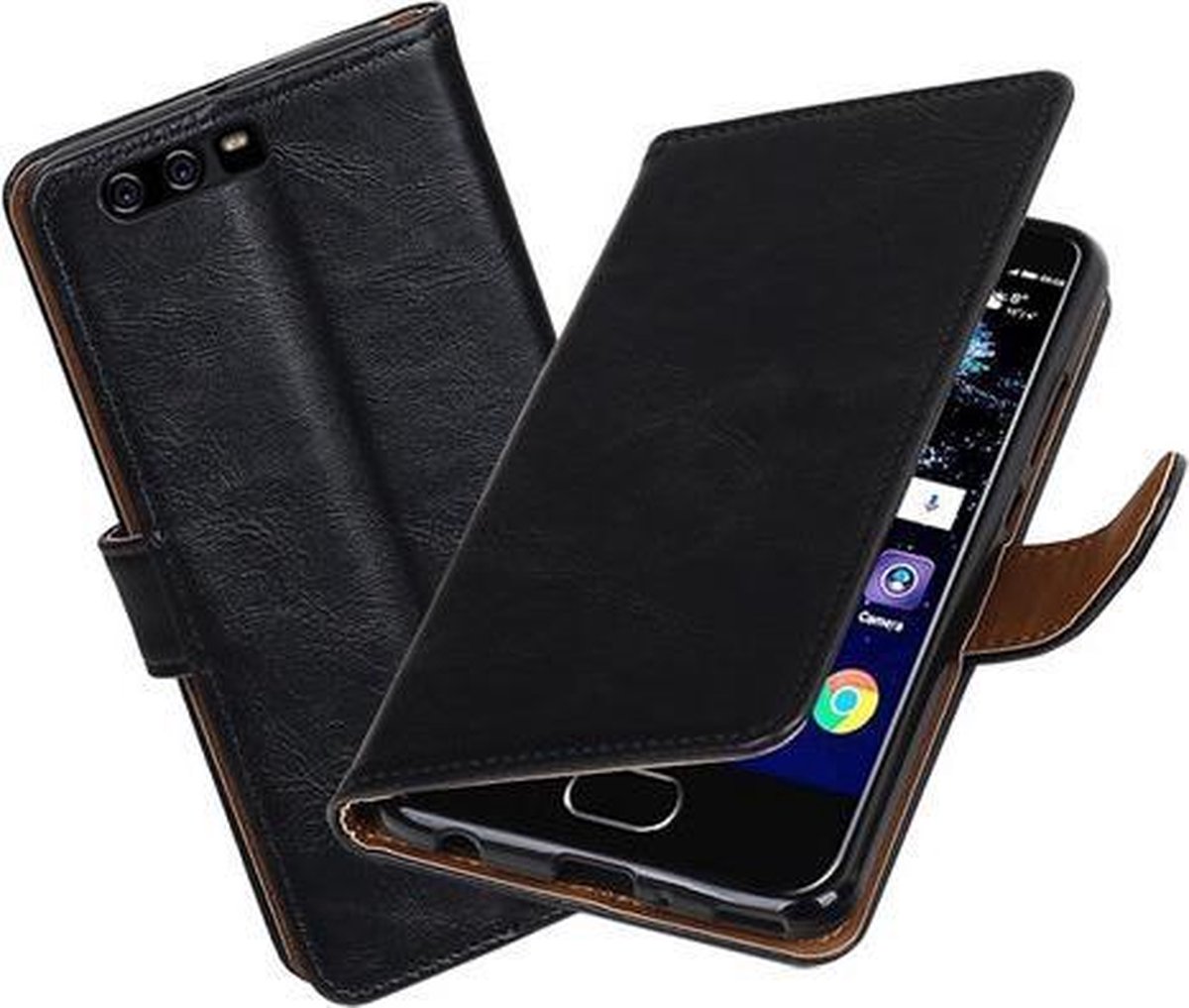BestCases.nl Zwart Pull-Up PU booktype hoesje Huawei P10 Plus