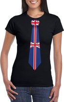 Zwart t-shirt met Groot Brittannie vlag stropdas dames - Engeland supporter M