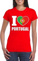 Rood I love Portugal fan shirt dames S